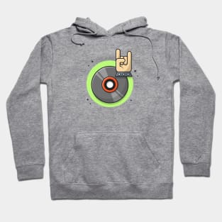 Vinyl Disk Music with Metal and Rock Hand Music Cartoon Vector Icon Illustration Hoodie